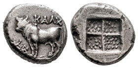 Bithynia. Kalchedon. Drachm. 367-340 BC. (SNG BM Black Sea-104). (Sng von Aulock-487/8). (Hgc-7, 511). Anv.: Bull standing to left on grain ear; KAΛX ...