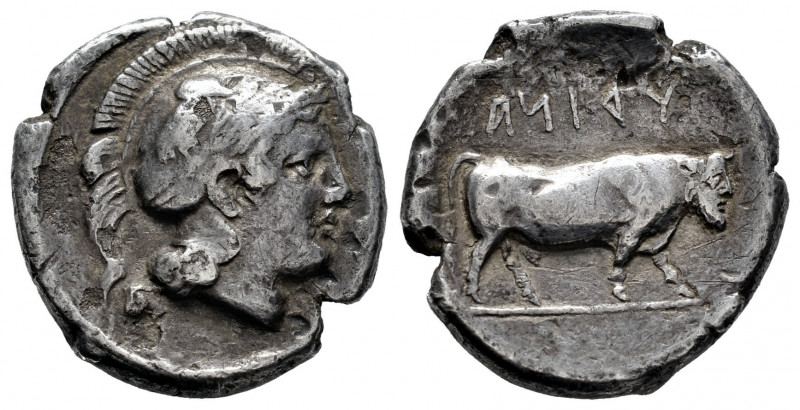 Campania. Hyria. Didrachm. 400-395 BC. (HN Italy-539 var). (Sng Bn-607 var). Anv...