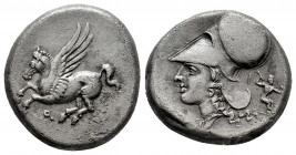 Corinthia. Corinth. Stater. 375-300 BC. (Bcd-Corinth 131). (Calciati-450). (Ravel-1075). Anv.: Pegasos flying to left; Ϙ below. Rev.: Head of Athena t...