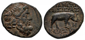 Seleucis and Pieria. Apameia. AE 22. 59-58 BC. Pseudo-autonomous issue under Roman rule, dated year 8 of the Pompeian Era = 57/56 BC. (Hgc-9, 1420). (...