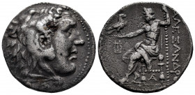 Kingdom of Macedon. Alexander III, "The Great". Tetradrachm. 336-323 BC. Mytilene. (Price-1699 var). Rev.: AΛEΞANΔPOY. Zeus seated left, holding scept...
