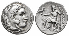 Kingdom of Thrace. Alexander III, "The Great". Drachm. 336-323 BC. Magnesia and Maeandrum. Posthumous issue. (Price-1996). Anv.: Head of Heracles righ...