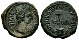 Caesaraugusta. Augustus period. Half unit. 27 BC - 14 AD. Zaragoza. (Abh-334). (Acip-3039). Anv.: AVGVSTVS. DIVI. F. Laureate head of Augustus right. ...