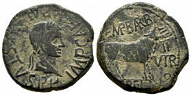 Calagurris. Augustus period. Unit. 27 BC - 14 AD. Calahorra (La Rioja). (Abh-422). Anv.: IMP. CAESAR. AVGVSTVS. P.P. Laureate head of Augustus right. ...