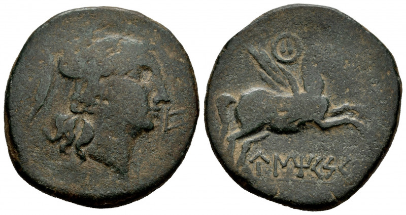Untikesken. Unit. 130-90 BC. L’Escala, Ampurias (Girona). (Abh-1213). Anv.: Head...