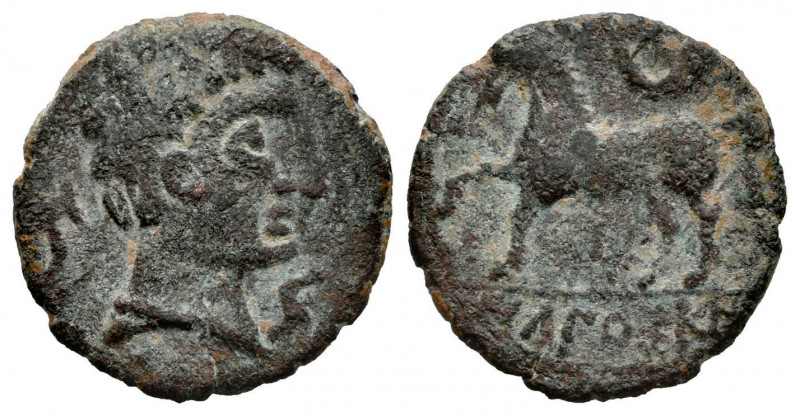 Ikalkusken. Half unit. 120-20 BC. Iniesta (Cuenca). (Abh-1401). Anv.: Male head ...