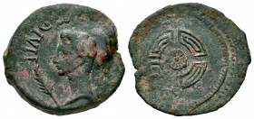 Luco Augusti. Augustus period. Unit. 27BC - 14 AD. Lugo. (Abh-1706). Anv.: (IMP. AVG). DIVI. F around bare head of Augustus left (smaller module), cad...