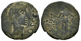 Osset. Unit. 120-20 BC. San Juan de Aznalfarache (Sevilla). (Abh-1949). (Acip-2470). (C-8). Anv.: Head of Augustus? right, OSSET before. Rev.: Genius ...