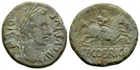 Segobriga. Augustus period. Unit. 27 BC - 14 AD. (Abh-2185). (Acip-3242). Anv.: AVGVSTVS. DIVI. F. around laureate head of Augustus right. Rev.: Horse...