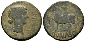 Turiaso. Unit. 50-20 BC. Tarazona (Zaragoza). (Abh-2434). Anv.: Female head right, (S)ILBIS before. Rev.: Horseman left , holding scepter, TVRIASO bel...