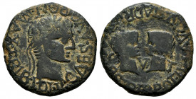 Tarraco. Time of Tiberius. Unit. 14-36 AD. Tarragona. (Abh-2376). Anv.: TI. CAESAR. AVG. PONT. MAX. TRIB. POT. around laureate head of Tiberius right....