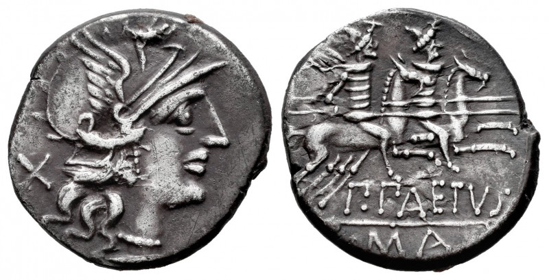 Aelius. P. Aelius Paetus. Denarius. 138 BC. Auxiliary mint of Rome. (Ffc-99). (C...