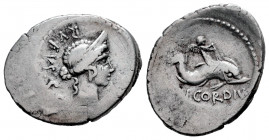 Cordius. Manius Cordius Rufus. Denarius. 46 BC. Rome. (Ffc-598). (Craw-463/3). (Cal-462). Anv.: RVFVS. S. C. behind diademed head of Venus right. Rev....