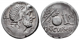 Cornelius. Cn Cornelius Lentulus Marcellinus. Denarius. 76-75 BC. Hispania. (Ffc-628). (Craw-393/1b). (Cal-487). Anv.: (G. P. R). above diademed bust ...