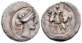 Licinius. P. Licinius Crassus M.F. Denarius. 55 BC. Rome. (Ffc-804). (Craw-430/1). (Cal-890). Anv.: Laureate and diademed bust of Venus draped right, ...