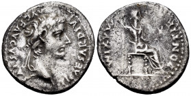 Tiberius. Denarius. 14-37 AD. Lugdunum. (Ric-30). (Bmcre-48). (Rsc-16a). Anv.: TI CAESAR DIVI AVG F AVGVSTVS, laureate head right. Rev.: PONTIF MAXIM,...