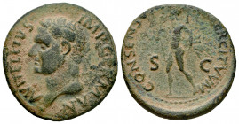 Vitellius. Unit. 69 AD. Tarraco. (Ric-40). (Bmcre-99/102). Anv.: A VITELLIVS IMP GERMAN, laureate head left. Rev.: CONSENSVS EXERCITVVM, Mars, helmete...