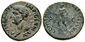 Vitellius. Unit. 69 AD. Tarraco. (Ric-40). (Bmcre-99/102). Anv.: A VITELLIVS IMP GERMAN, laureate head left. Rev.: CONSENSVS EXERCITVVM, Mars, helmete...