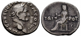 Vespasian. Denarius. 70-71 AD. Rome. (Spink-2312). (Ric-37). (Seaby-561). Rev.: TRI POT. Vesta seated left on throne, holding simpulum. Ag. 2,85 g. Al...