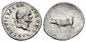 Vespasian. Denarius. 77-78 AD. Rome. (Ric-II 1.982). (Bmcre-212). (Rsc-213). Anv.: CAESAR VESPASIANVS AVG, laureate head to right. Rev.: Sow standing ...