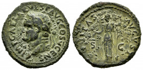 Vespasian. Unit. 74 AD. Rome. (Ric-II 1.722). (Bmcre-702). (C-1). Anv.: IMP CAESAR VESP AVG COS V CENS, laureate head to left. Rev.: AEQVITAS AVGVST, ...