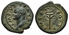 Vespasian. Cuadrante. 74 AD. Rome. (Ric-1569). (C-349 var.). (RPC-1989). Anv.: IMP · VESPA · AVG. laureate head to left. Rev.: P · M · TR POT · PP. wi...