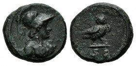 Anonymous. Time of Domitian to Antoninus Pius. Cuadrante. 81-161 AD. Rome. (Ric-7). Anv.: Draped and cuirassed bust of Minerva right, wearing Corinthi...