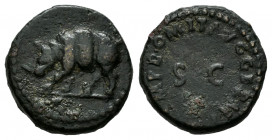 Domitian. Cuadrante. 84-85 AD. Rome. (Ric-250). Anv.: Rhino standing left. Rev.: IMP DOMIT AVG GERM around SC. Ae. 3,15 g. Almost VF. Est...35,00. 
...