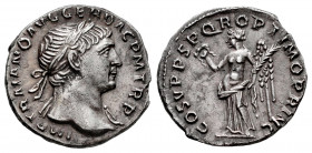 Trajan. Denarius. 107-108 AD. Rome. (Ric-II 128). (Woytek-270b). (Bmcre-328). Anv.: IMP TRAIANO AV[G GE]R DAC P M TR P, laureate bust to right, slight...