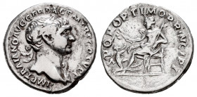 Trajan. Denarius. 103-111 AD. Rome. (Ric-188). (Rsc-417). Anv.: IMP TRAIANO AVG GER DAC P M TR P COS V P P, laureate bust right, slight drapery on far...