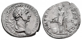 Trajan. Denarius. 114-117 AD. Rome. (Ric-II 365). (Woytek-562v). (Rsc-317). Anv.: IMP CAES NER TRAIAN OPTIM AVG GER DAC PARTHICO, laureate and draped ...