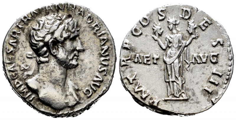 Hadrian. Denarius. 118 AD. Rome. (Spink-3458). (Ric-48). (Seaby-129). Rev.: AET ...