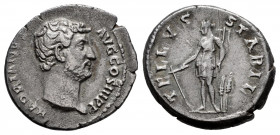 Hadrian. Denarius. 134-138 AD. Rome. (Ric-276). (Rsc-1425). Anv.: HADRIANVS AVG COS III P P, Bare head right. Rev.: TELLVS STABIL, Tellus standing lef...