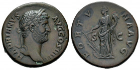 Hadrian. Sestertius. 137-138 AD. Rome. (Ric-II 3 2410). (Bmcre-1507). (C-763). Anv.: HADRIANVS AVG COS III P P, laureate head to right. Rev.: FORTVNA ...