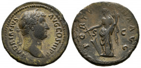 Hadrian. Unit. 137-138 AD. Rome. (Ric-II 3.2414). (Bmcre-1593). Anv.: HADRIANVS AVG COS III P P, laureate head to right. Rev.: FORTVNA AVG, Fortuna st...