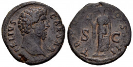 Aelius. Unit. 137 AD. Rome. (Ric-II 3 2700). (Bmcre-1931). Anv.: L AELIVS CAESAR, bare head to right. Rev.: TR P(OT C)OS II, Spes advancing to left, h...