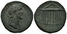 Antoninus Pius. Sestertius. 140-144 AD. Rome. (Ric-651). (Bmcre-1322). (C-1075). Anv.: ANTONINVS AVG PIVS P P TR P COS III, laureate head to right wit...
