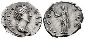 Diva Faustina. Denarius. 140/1 AD. Rome. (Ric-356). Anv.: DIVA FAVSTINA. Draped bust right. Rev.: AVGVSTA. Ceres standing left, holding torch and scep...