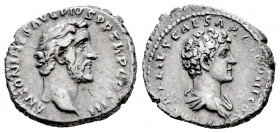 Antoninus Pius and Marcus Aurelius. Denarius. 138-161 AD. Rome. (Ric-III 415c). (Bmcre-148). (Rsc-21a). Anv.: ANTONINVS AVG PI VS P P TR P COS III, ba...