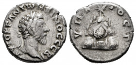 Marcus Aurelius. Didrachm. 161-166 AD. Caesarea (Cappadocia). (RPC-6941). (Henseler-447/9). (Metcalf-129b). Anv.: ΑΥΤΟΚΡ ΑΝΤѠΝЄΙΝΟϹ ϹЄΒ, Laureate head...