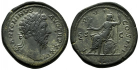 Marcus Aurelius. Sestertius. 171-172 AD. Rome. (Ric-III 1037). (Bmcre-1421). (C-1037). Anv.: M ANTONINVS AVG TR P XXVI, laureate head to right. Rev.: ...