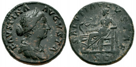 Faustina Junior. Unit. 161-176 AD. Rome. (Ric-III 1671). (Bmcre-955). (C-201). Anv.: FAVSTINA AVGVSTA, diademed and draped bust to right. Rev.: SALVTI...