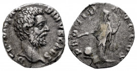 Clodius Albinus. Denarius. 193 AD. Rome. (Spink-6145). (Ric-1). (Seaby-56). Rev.: PROVID AVG COS, Providentia standing left, holding wand over globe a...