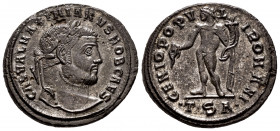 Galerius Maximian. Follis. 298-299 AD. Thessalonica. (Ric-VI 20b). Anv.: GAL VAL MAXIMIANVS NOB CAES, laureate head to right. Rev.: GENIO POPVLI ROMAN...