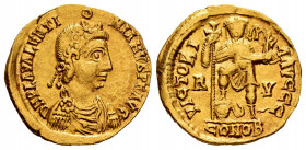 Valentinian III. Solidus. 430-445 AD. Ravenna. (Ric-X 2011). (Depeyrot-17/1). Anv.: D N PLA VALENTINIANVS P F AVG, rosette-diademed, draped and cuiras...