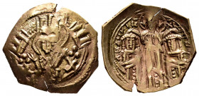 Andronicus II Palaeologus, with Michael IX. Hyperpyron. 1294-1320 AD. Constantinople. (Doc-440). (Sear-2396). Anv.: Half-length figure of the Virgin M...