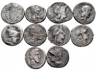 Lot of 10 denarii from the Roman Republic. All different and including the following: Anymous, Thorius, Naevius, Spurilius, Titurius, Caecilius, Calpu...