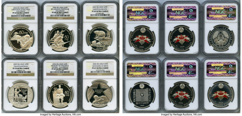 Republic 10-Piece Lot of Certified Proof 20 Roubles Ultra Cameo NGC, 1) "Brown B...