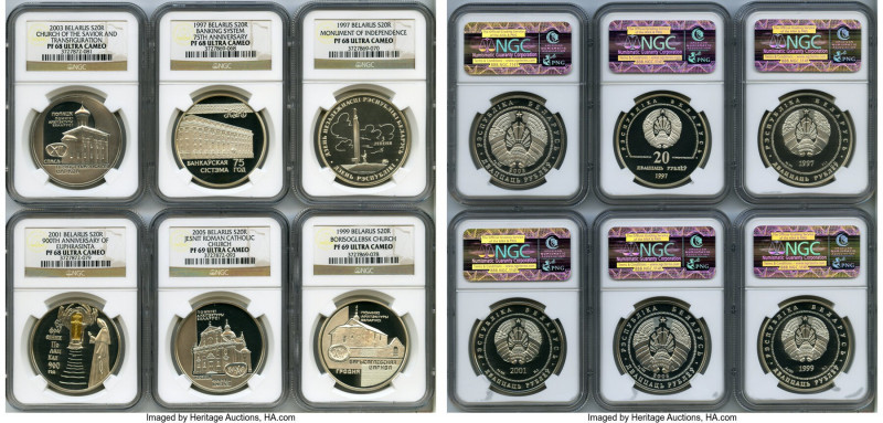 Republic 10-Piece Lot of Certified Proof 20 Roubles Ultra Cameo NGC, 1) "Monumen...