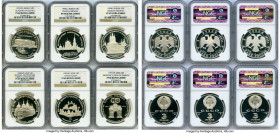 10-Piece Lot of Certified Proof 3 Roubles Ultra Cameo NGC, 1) USSR "Russian Architecture 1000th Anniversary" 3 Roubles 1988-(m) - PR69 2) USSR "United...